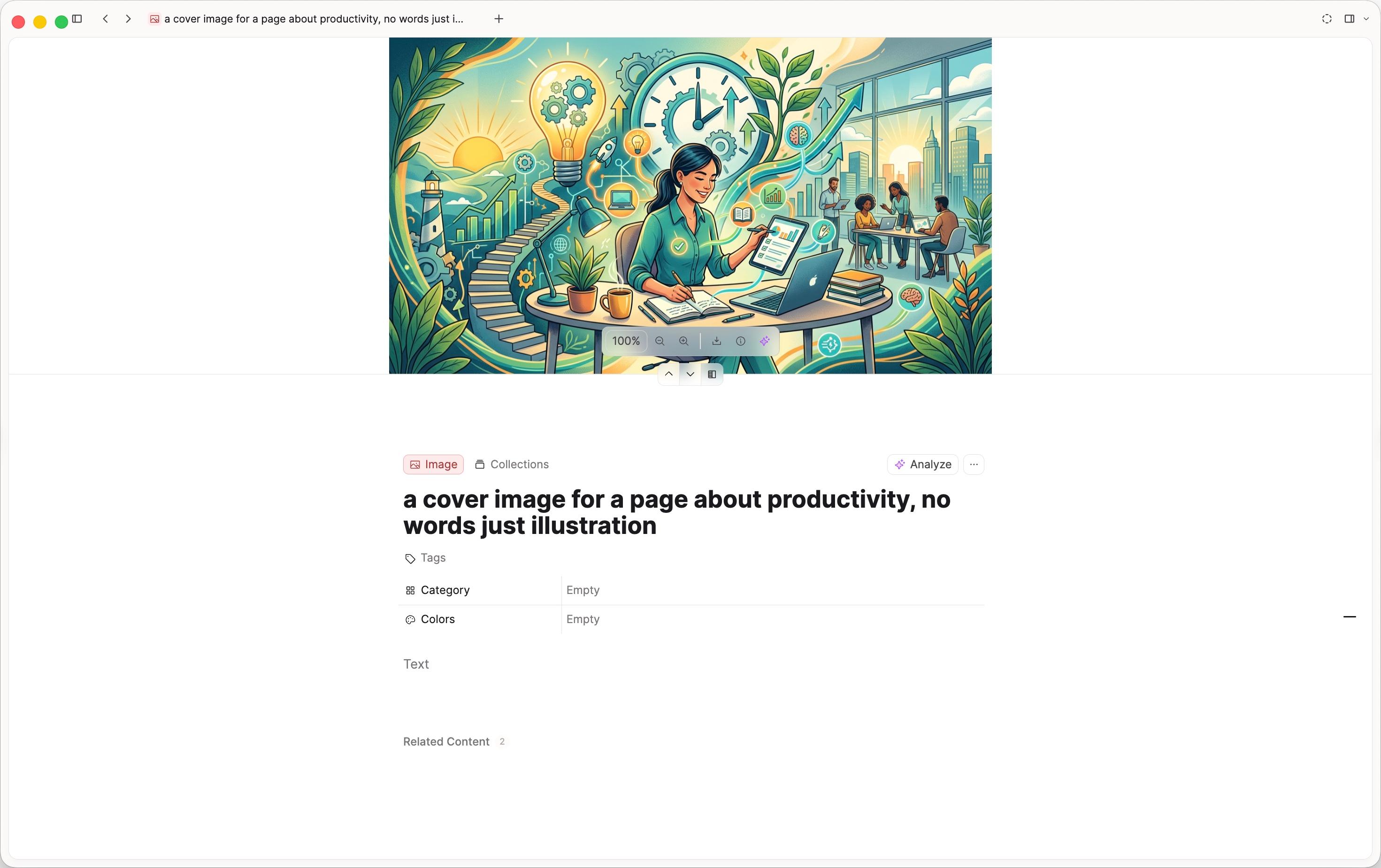 AI-generated cover image for a productivity page