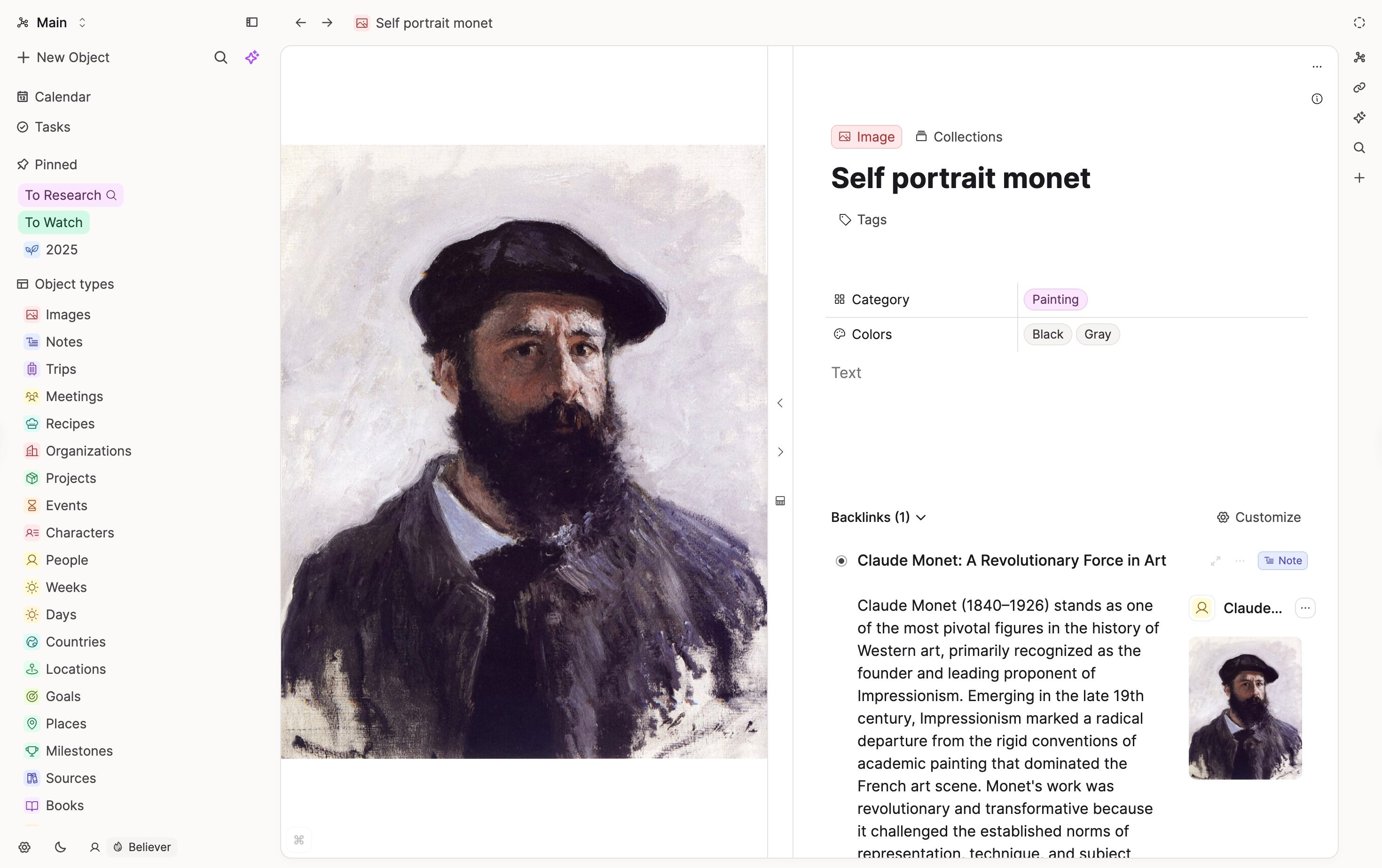Image object with Category and Colours properties