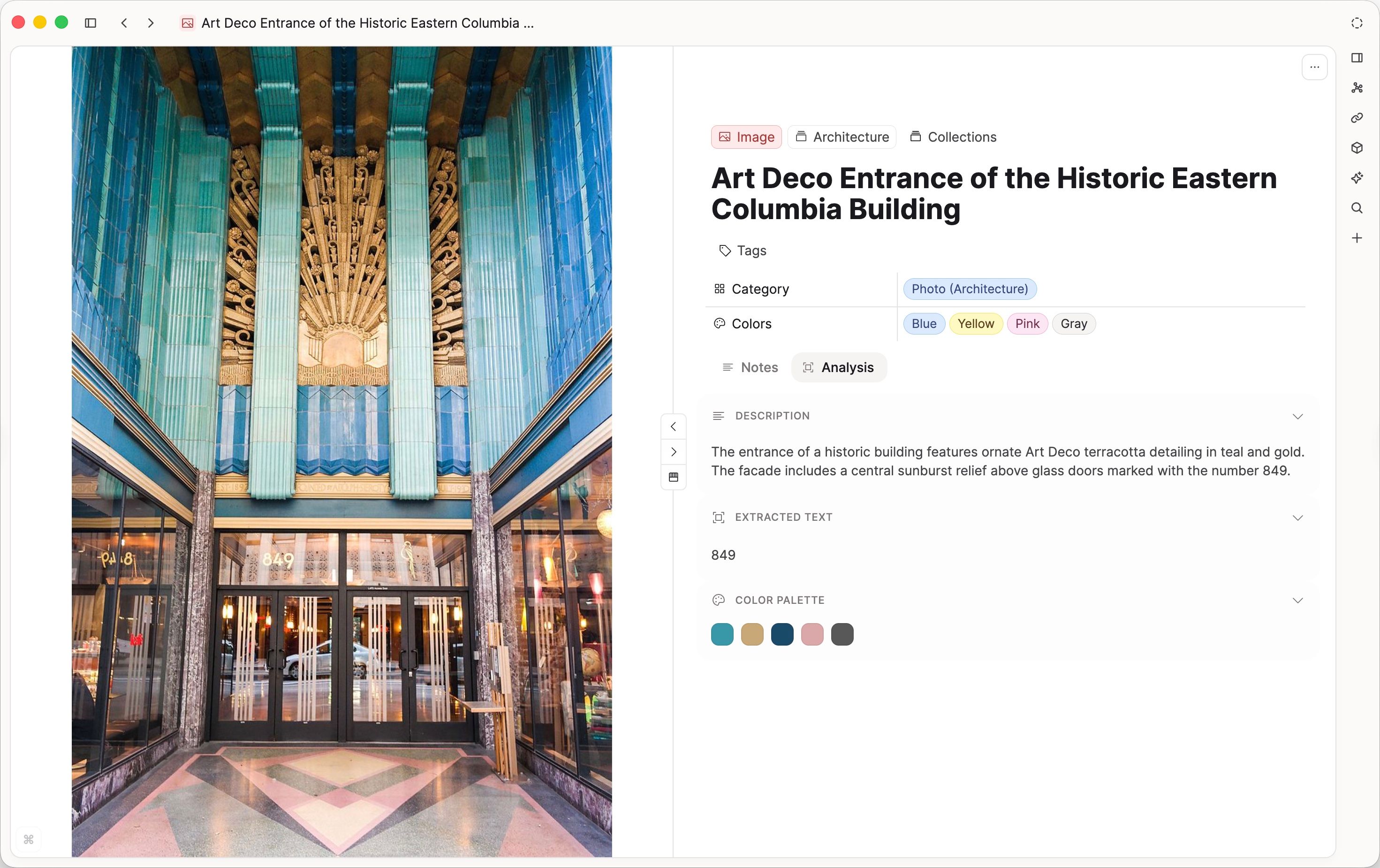 Color palette extracted from an image