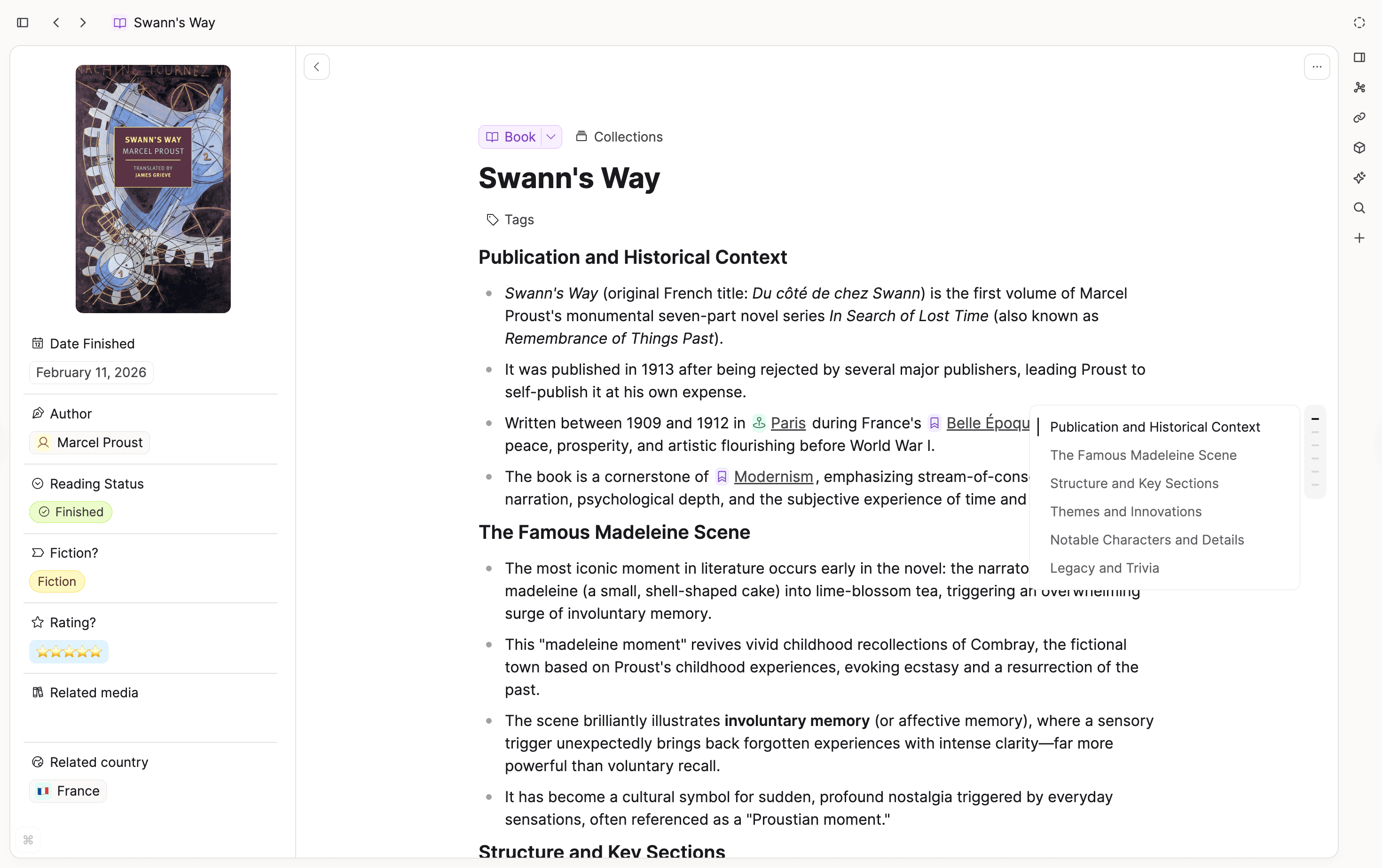 Floating document outline