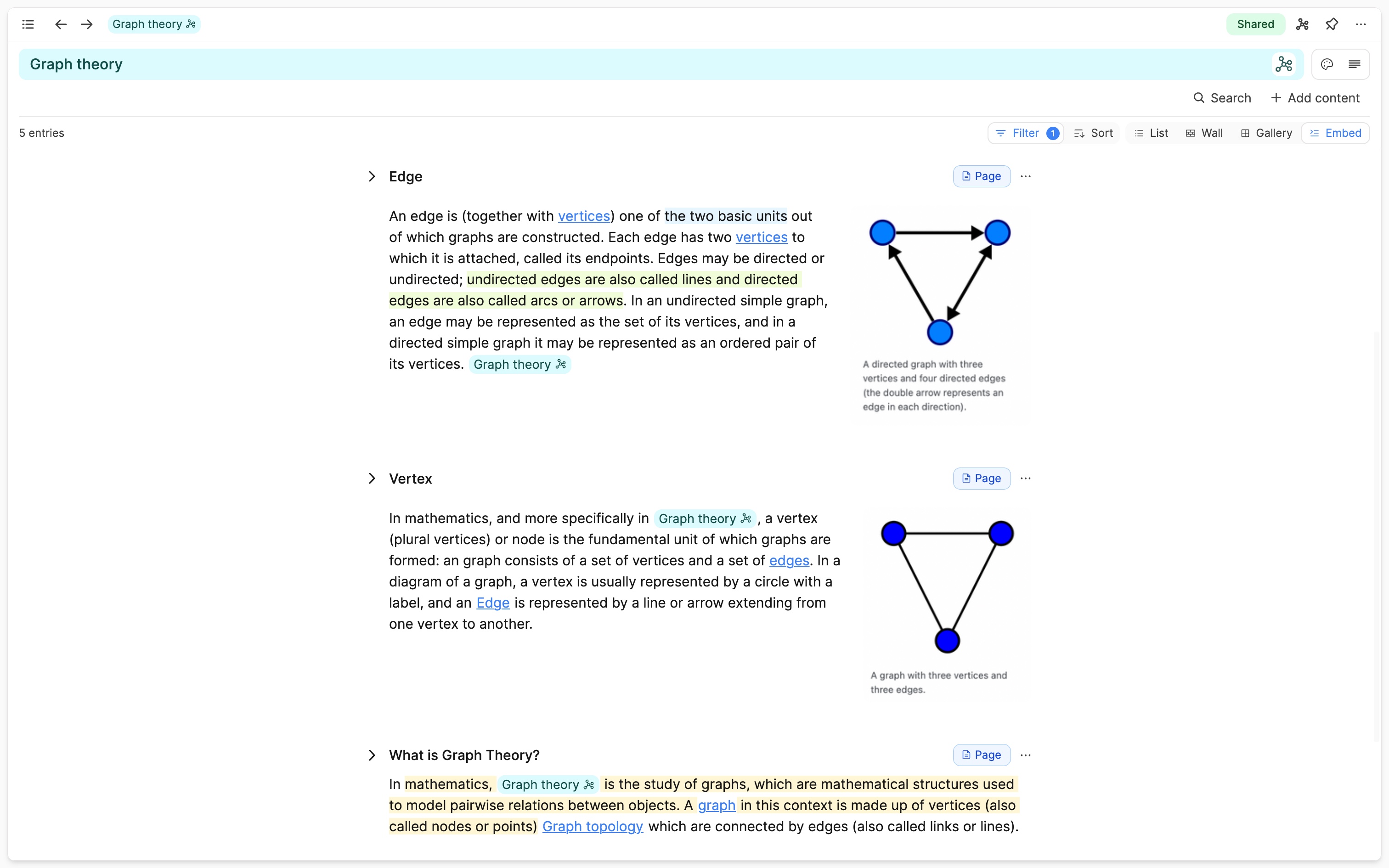 Embed view for tags