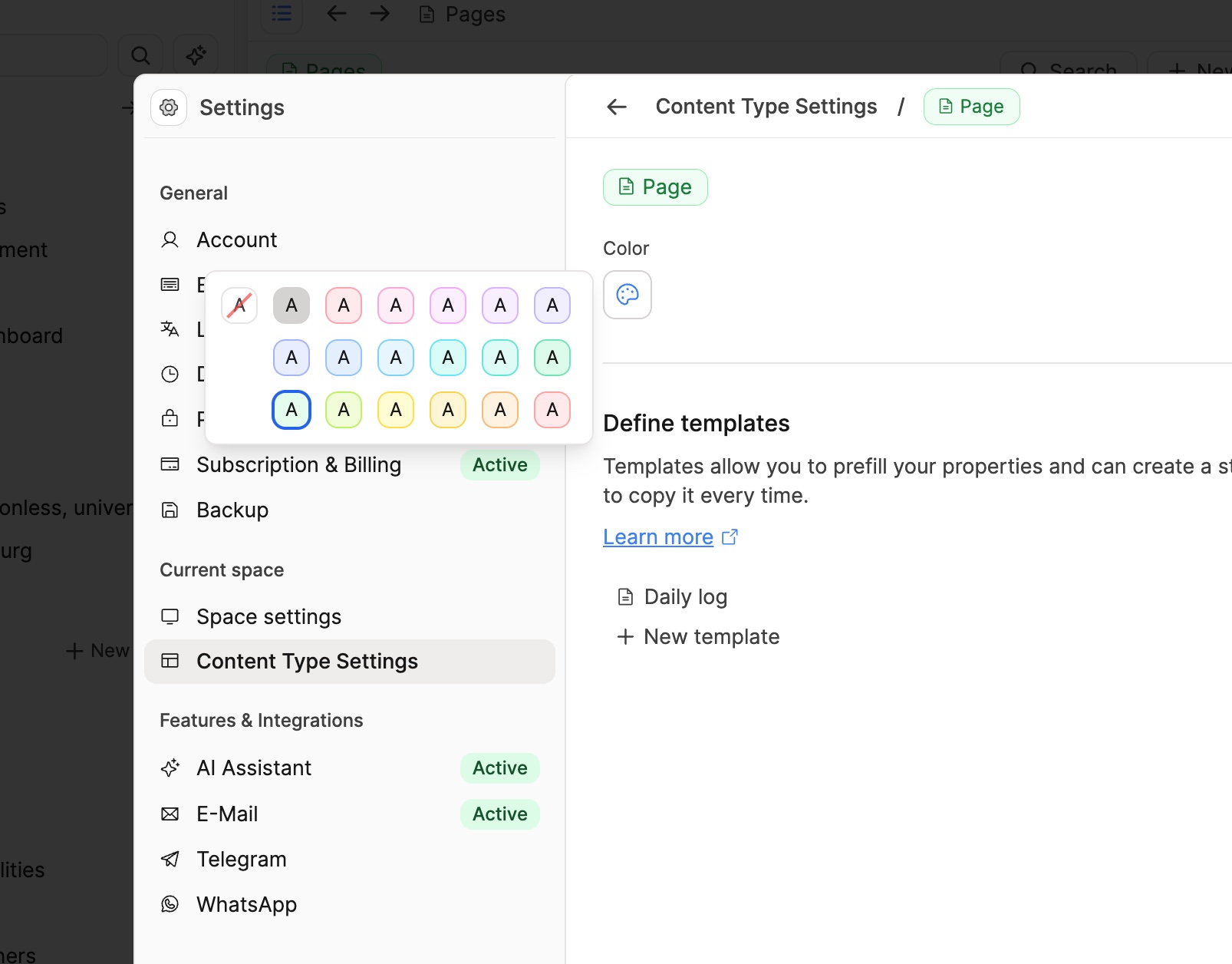 Basic types color customization