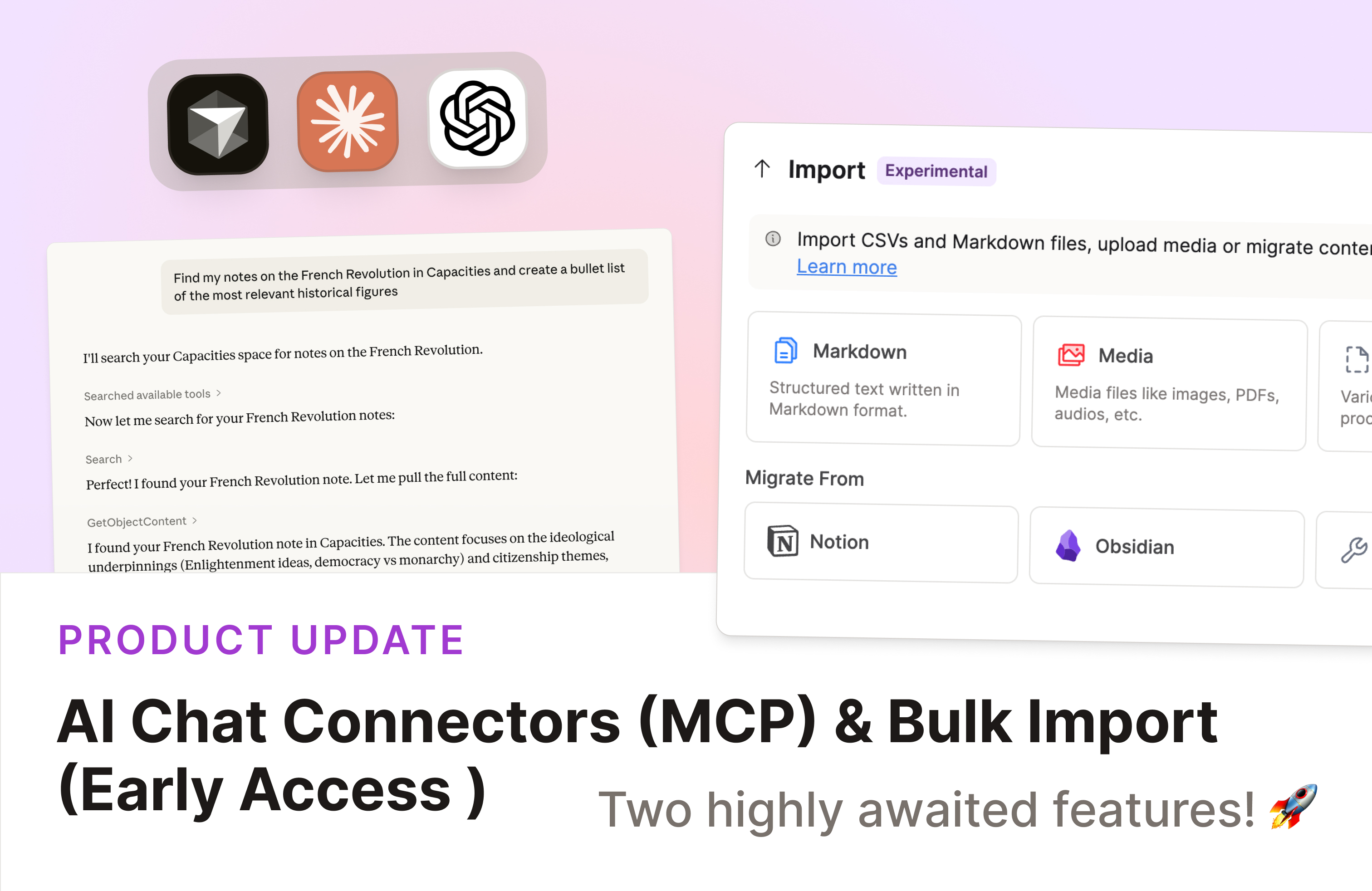 AI Chat Connectors and Early Access to Bulk Import!